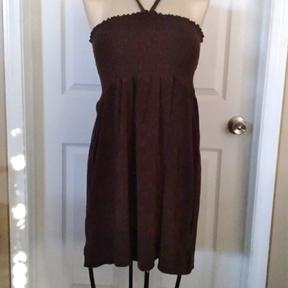 Avenue nwot brown terrycloth smocked coverup